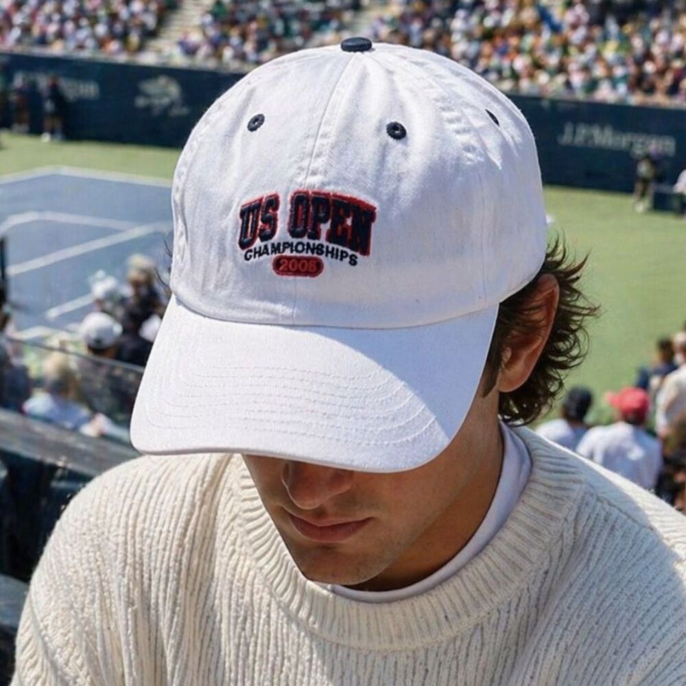 Vintage US OPEN White Tennis Baseball Cat Hat  Adults One Size